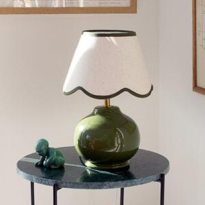 PR Home Lampă de masă Nell, verde mușchi, ceramică, înălțime 34 cm, E27, Verde, Camera de zi / sufragerie, Ceramică, Casă de țară / Rustic