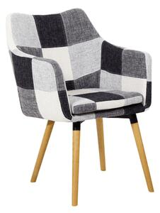 Fotoliu, alb/model patchwork negru/fag, LANDOR