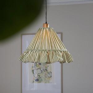 PR Home Lampă suspendată Estrid, verde mușchi, țesătură, Ø 40 cm, E27, reglabil, Verde, Camera de zi / sufragerie, Țesătură / Textil, Casă de țară / Rustic