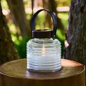 Sirius Lampă solară cu LED Aston Jar, înălțime 16 cm, negru/maro, IP44, Transparent, Sticlă