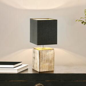 FISCHER & HONSEL Lampa de masă Ouro, negru/bronz antic, 35 cm, textil/ceramică, Negru, Camera de zi / sufragerie, Țesătură / Textil, Modern