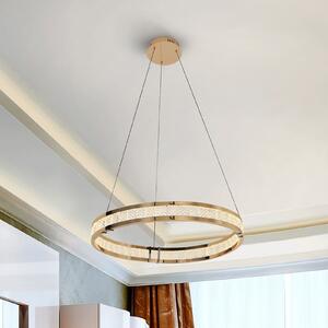 Schuller Valencia Lampă suspendată LED Lorian, culoare aurie, Ø 60 cm, metal, reglabil, Auriu / Alamă, Camera de zi / sufragerie, Aluminiu