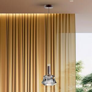 Schuller Valencia Lampă suspendată LED Scarlett, argintiu, Ø 18 cm, sticlă, reglabil, Metalic, Camera de zi / sufragerie, Sticlă