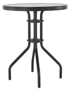 Masă grădină, oţel negru/sticlă securizată, diametru 60 cm, BORGEN TYP 1