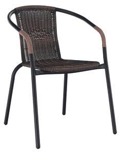 Scaun stivuibil, răchită sintetică maro/metal negru, DOREN