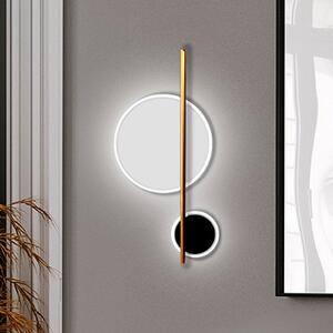 Schuller Valencia Aplică LED Duo, înălțime 52 cm, negru/auriu, metal, Auriu / Alamă, Camera de zi / sufragerie, Aluminiu, Modern