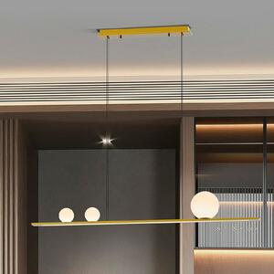 Schuller Valencia Lampă suspendată LED Mila, culoare auriu, lungime 120 cm, 3 becuri., reglabil, Auriu / Alamă, Camera de zi / sufragerie, Aluminiu, Modern