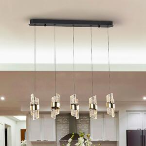Schuller Valencia Lampă suspendată LED Iliada, lungime 96 cm, metal negru/auriu, reglabil, Negru, Camera de zi / sufragerie, Metal