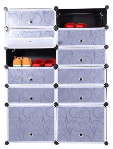 Organizator de pantofi modular, negru / alb lapte, BEKIM TYPE 2