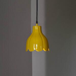 PR Home Lampă suspendată Tulippa, galbenă, Ø 17 cm, ștecher, E27, Galben, Camera de zi / sufragerie, Metal, Scandinavă