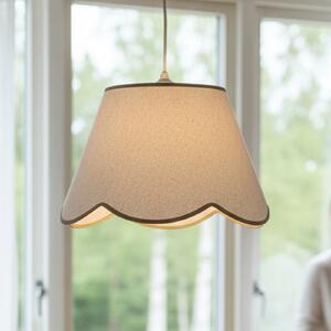 PR Home Lampă suspendată Nell, bej, Ø 35 cm, E27, țesătură, reglabil, Alb, Camera de zi / sufragerie, Țesătură / Textil