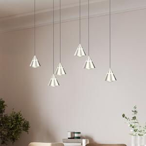 Trio Lighting Lampă suspendată LED Romeo, lungime 75 cm, metal nichelat, 6 becuri., Metalic, Camera de zi / sufragerie, Metal, Modern