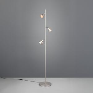 Trio Lighting Lampadar LED Romeo, înălțime 150 cm, metal nichelat, 3 becuri., reglabil, Metalic, Camera de zi / sufragerie, Metal, Modern