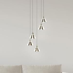 Trio Lighting Lampă suspendată LED Romeo, Ø 28 cm, culoare nichel, metal, 5 becuri., Metalic, Camera de zi / sufragerie, Metal, Modern