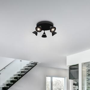 Trio Lighting Spot LED de tavan Romeo, Ø 30 cm, negru, metal, 5 becuri., Negru, Camera de zi / sufragerie, Metal, Modern