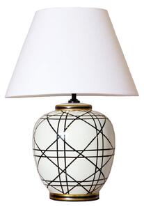 PR Home Lampa de masă New York, albă, înălțime 60 cm, ceramică, Alb, Camera de zi / sufragerie, Țesătură / Textil