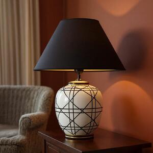 PR Home Lampa de masă New York, negru, înălțime 45 cm, ceramică, Negru, Camera de zi / sufragerie, Țesătură / Textil