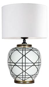 PR Home Lampa de masă New York, albă, înălțime 61 cm, ceramică, Alb, Camera de zi / sufragerie, Țesătură / Textil
