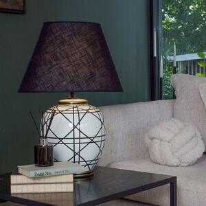 PR Home Lampa de masă New York, negru, înălțime 63 cm, ceramică, Negru, Camera de zi / sufragerie, Țesătură / Textil
