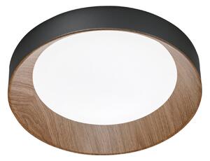 Luce Ambiente Design Plafonieră LED Arka, Ø 40 cm, negru/aspect lemn, metal CCT, Negru, Camera de zi / sufragerie, Metal, Modern