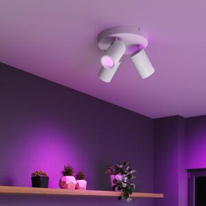 Calex Spot de tavan Smart, alb, Ø 21 cm, 3 becuri, GU10-LED RGBW, reglabil, Alb, Camera de zi / sufragerie, Metal, Modern, Plafon semicircular cu spațiere