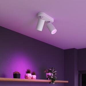 Calex Spot de tavan Smart alb Lungime 22 cm 2 becuri GU10-LED RGBW, reglabil, Alb, Camera de zi / sufragerie, Metal, Modern, Plafon semicircular cu spațiere