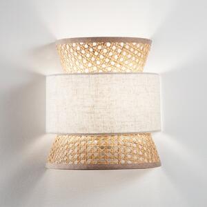 Luce Ambiente Design Aplică de perete Gazebo, natur/bej, lățime 24 cm, ratan/țesătură, reglabil, Lemn, Camera de zi / sufragerie, Lemn