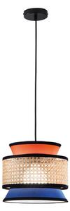 Luce Ambiente Design Lampă suspendată Gazebo, portocaliu/albastru/natur, Ø 26 cm, țesătură/rattan, reglabil, Portocaliu, Camera de zi / sufragerie, Țesătură / Textil