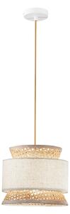 Luce Ambiente Design Lampă suspendată Gazebo, natur/bej, Ø 26 cm, ratan/țesătură, reglabil, Bej, Camera de zi / sufragerie, Lemn