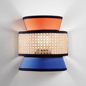 Luce Ambiente Design Aplică de perete Gazebo, portocaliu/albastru/natur, 24 cm, țesătură/rattan, reglabil, Portocaliu, Camera de zi / sufragerie, Țesătură / Textil