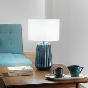 Luce Ambiente Design Lampa de masă Kiowa, înălțime 46 cm, albastru/alb, ceramică/țesătură, Albastru, Camera de zi / sufragerie, Ceramică