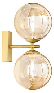 Luce Ambiente Design Aplică de perete HONEY, înălțime 34 cm, culoare alamă/crem, cu 2 becuri, reglabil, Auriu / Alamă, Camera de zi / sufragerie, Sticlă