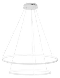 Luce Ambiente Design Lampă suspendată LED Axis, Ø 80/60 cm, alb, metal, CCT, Alb, Camera de zi / sufragerie, Metal, Modern