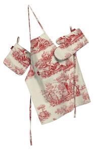 Set de textile pentru bucătărie: șorț, suport pentru oală și mănuși pentru cuptor culoare roșu Țesătură cu model