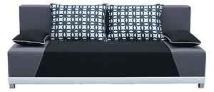Canapea extensibilă, material textil negru/gri/perne gri cu model, ROKAR
