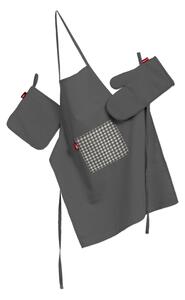 Set de textile pentru bucătărie: șorț, suport pentru oală și mănuși pentru cuptor culoare gri