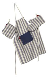 Set de textile pentru bucătărie: șorț, suport pentru oală și mănuși pentru cuptor culoare bleumarin Țesătură cu model