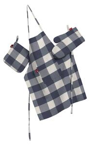 Set de textile pentru bucătărie: șorț, suport pentru oală și mănuși pentru cuptor culoare bleumarin Țesătură cu model