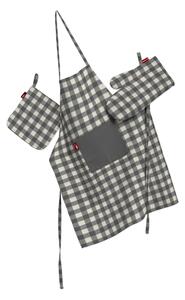 Set de textile pentru bucătărie: șorț, suport pentru oală și mănuși pentru cuptor culoare gri Țesătură cu model