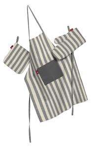Set de textile pentru bucătărie: șorț, suport pentru oală și mănuși pentru cuptor culoare gri Țesătură cu model