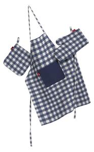 Set de textile pentru bucătărie: șorț, suport pentru oală și mănuși pentru cuptor culoare bleumarin Țesătură cu model