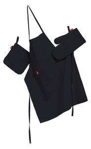 Set de textile pentru bucătărie: șorț, suport pentru oală și mănuși pentru cuptor culoare negru