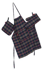 Set de textile pentru bucătărie: șorț, suport pentru oală și mănuși pentru cuptor culoare bleumarin Țesătură cu model