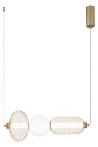 Luce Ambiente Design Lampă suspendată LED INKAS, înălțime 53 cm, sticlă/metal auriu CCT, Auriu / Alamă, Camera de zi / sufragerie, Sticlă