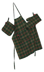 Set de textile pentru bucătărie: șorț, suport pentru oală și mănuși pentru cuptor culoare verde Țesătură cu model