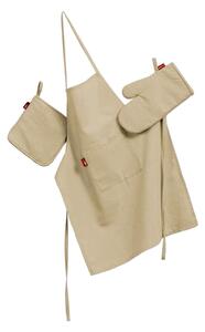 Set de textile pentru bucătărie: șorț, suport pentru oală și mănuși pentru cuptor culoare bej