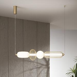 Luce Ambiente Design Lampă suspendată LED INKAS, înălțime 90 cm, culoare auriu, sticlă/metal, CCT, Auriu / Alamă, Camera de zi / sufragerie, Sticlă