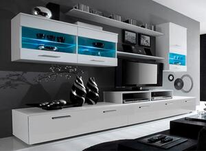 Mobilier living, alb/extra strălucire albă HG, LEO
