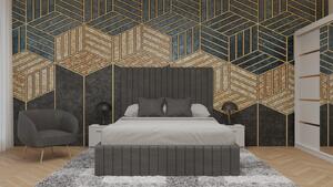 Dormitor Cairo Tapitat Dressing 250x200 3 Usi Cu Oglinda Alb