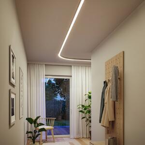 Paulmann LED-Lichtleiste Linion, crom, curbă de 90°, 3.000 K, reglabil, Metalic, Camera de zi / sufragerie, Aluminiu, Modern